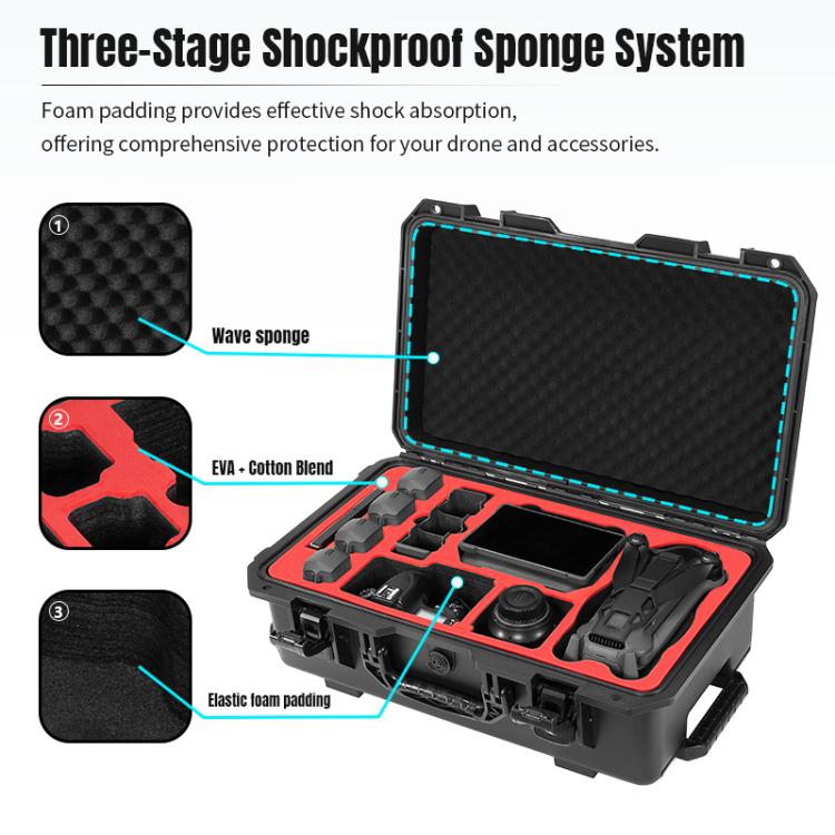 Portable Box Sealed Water-resistant Trolley Suitcase For DJI Mavic 4 Pro / Mavic 3 / Air 3 (Black)