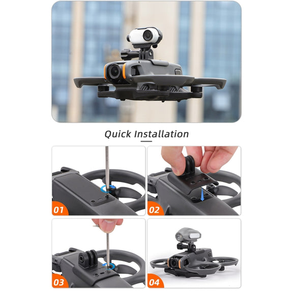 For DJI Avata 2 Sunnylife Action Camera Holder Mount Drone Light Bracket Lamp (Black)