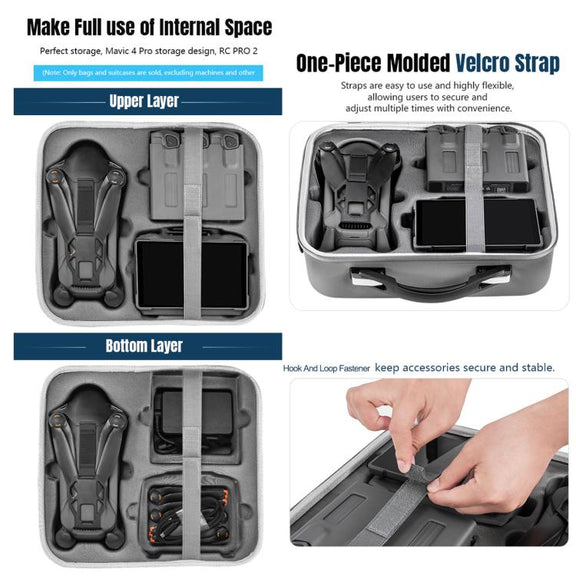 For DJI Mavic 4 Pro / RC Pro 2 STARTRC All-rounder Shoulder PU Storage Bag Handbag (Grey)