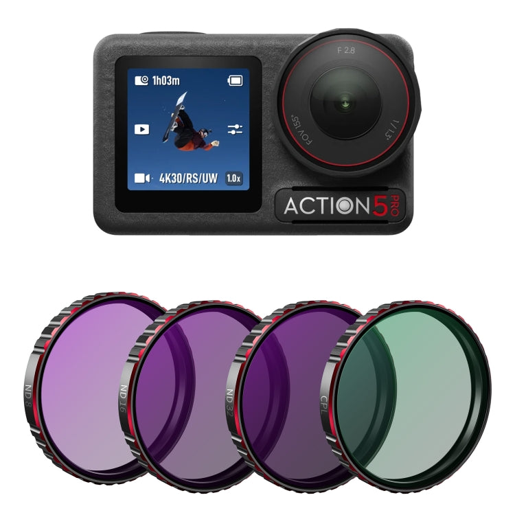 For DJI Osmo Action 5 Pro STARTRC 4 in 1 CPL ND8 ND16 ND32 Camera Lens Filter - free shipping - PMC Jewellery - Order now!