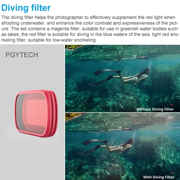 3 PCS PGYTECH P-18C-017 Profession Diving Lens Filter Suit for DJI Osmo Pocket - free shipping - PMC TechLife - Order now!