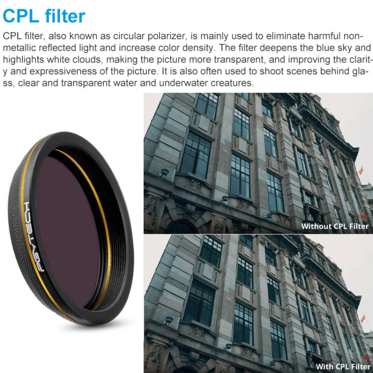 PGYTECH X4S-MRC CPL Gold-edge Lens Filter for DJI Inspire 2 / X4S Gimbal Camera Drone Accessories - free shipping - PMC TechLife - Order now!