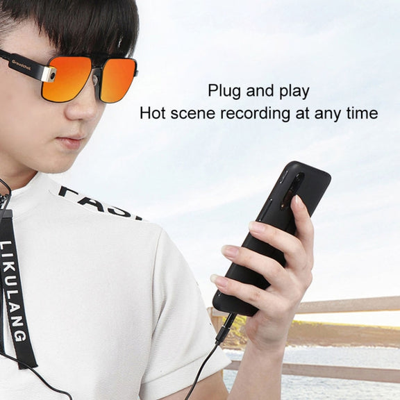 Groudchat JP1DV1 1080P HD Smart Camera Mobile Phone USB Live Camera for Glasses Legs, Built-in Sound-absorbing and Noise-reducing Microphone (Black Gold)