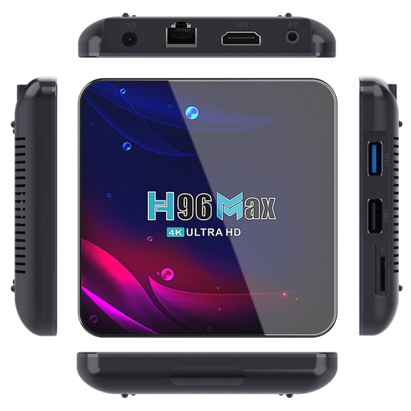 H96 Max V11 4K Smart TV BOX Android 11.0 Media Player with Remote Control, RK3318 Quad-Core 64bit Cortex-A53, RAM: 4GB, ROM: 32GB, Support Dual Band WiFi, Bluetooth, Ethernet, EU Plug