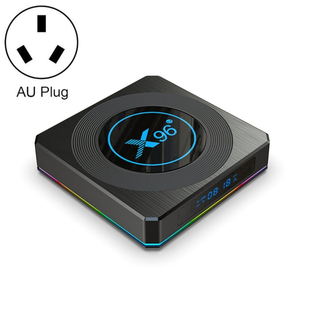 X96 X4 8K Smart TV BOX Android 11.0 Media Player with Remote Control, Amlogic S905X4 Quad Core ARM Cortex A55, RAM: 4GB, ROM: 64GB, Support 100M, Dual Band WiFi, Bluetooth, AU Plug