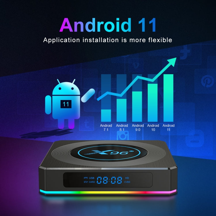 X96 X4 8K Smart TV BOX Android 11.0 Media Player with Remote Control, Amlogic S905X4 Quad Core ARM Cortex A55, RAM: 4GB, ROM: 64GB, Support 100M, Dual Band WiFi, Bluetooth, UK Plug - Amlogic S905 by PMC TechLife | Online Shopping South Africa | PMC TechLife | Buy Now Pay Later Mobicred