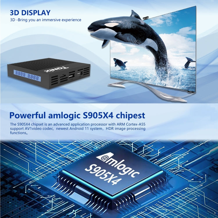 Tanix X4 Android 11 Smart TV Box, Amlogic S905X4 Quad Core, 4GB+32GB, Dual Wifi, BT(US Plug)
