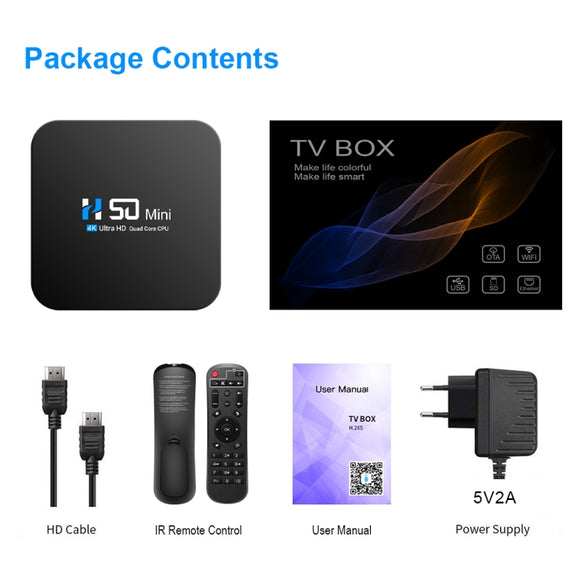 H50 Mini 4K Smart Network TV Box, Android 10.0, RK3318 Quad Core, 2GB+16GB, AU Plug