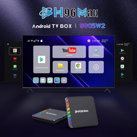 H96 Max W2 4K Ultra HD Android 11.0 Smart TV Box with Remote Control, Amlogic S905W2 Quad-Core, 4GB+64GB(AU Plug)