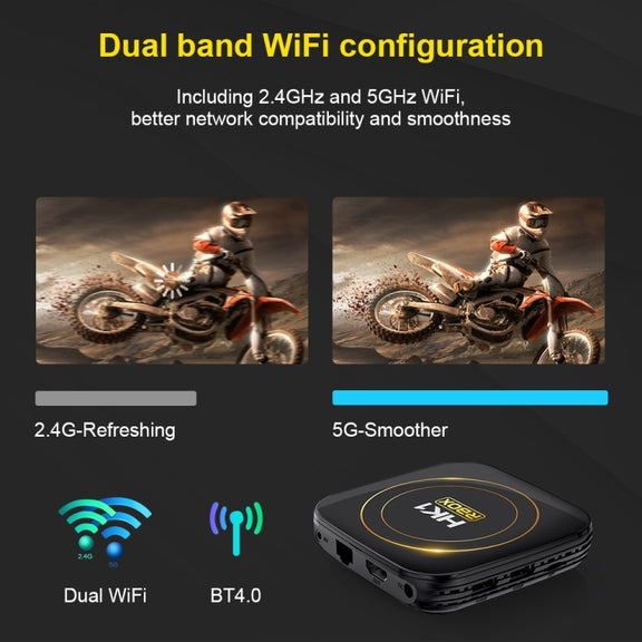 HK1 RBOX-H8S 4K Ultra HD Android 12.0 Smart TV Box with Remote Control, Allwinner H618 Quad-Core, 4GB+64GB(EU Plug)