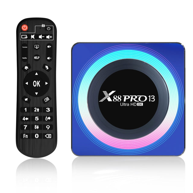 Acrylic X88 Pro 13 8K Ultra HD Android 13.0 Smart TV Box with Remote Control, RK3528 Quad-Core, 4G+64GB (UK Plug)