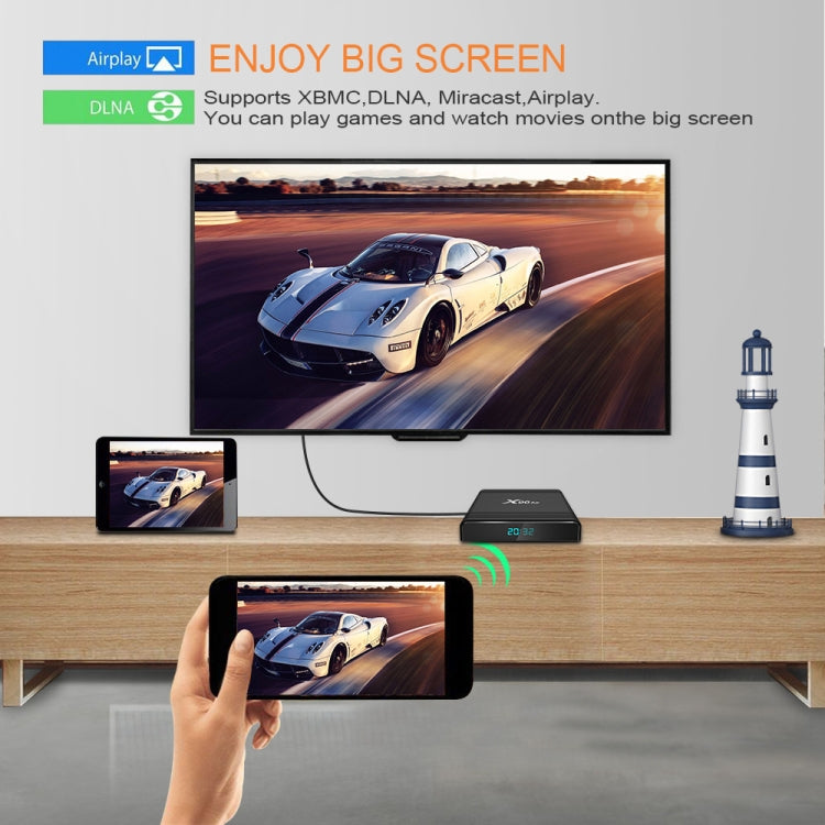 X96 Air 8K Smart TV BOX Android 9.0 Media Player with Remote Control, Quad-core Amlogic S905X3, RAM: 2GB, ROM: 16GB, Dual Band WiFi, US Plug