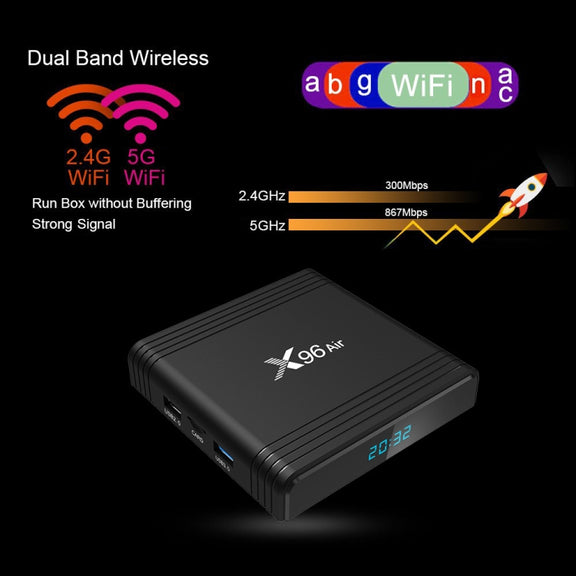 X96 Air 8K Smart TV BOX Android 9.0 Media Player with Remote Control, Quad-core Amlogic S905X3, RAM: 2GB, ROM: 16GB, Dual Band WiFi, US Plug