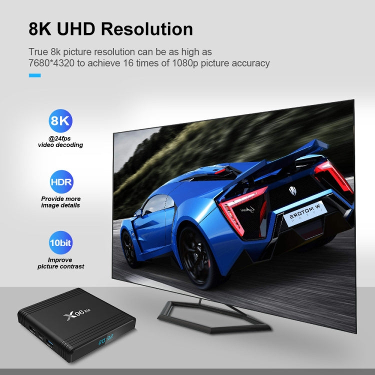 X96 Air 8K Smart TV BOX Android 9.0 Media Player with Remote Control, Quad-core Amlogic S905X3, RAM: 4GB, ROM: 32GB, Dual Band WiFi, Bluetooth, UK Plug - Amlogic S905 by PMC TechLife | Online Shopping South Africa | PMC TechLife | Buy Now Pay Later Mobicred