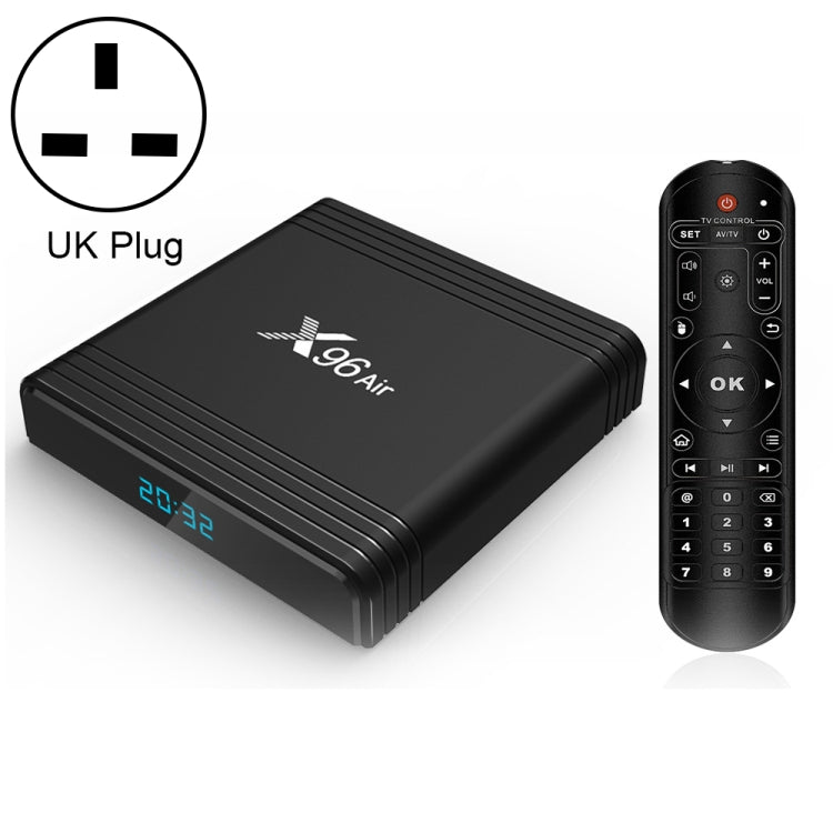 X96 Air 8K Smart TV BOX Android 9.0 Media Player with Remote Control, Quad-core Amlogic S905X3, RAM: 4GB, ROM: 64GB, Dual Band WiFi, Bluetooth, UK Plug - Amlogic S905 by PMC TechLife | Online Shopping South Africa | PMC TechLife | Buy Now Pay Later Mobicred