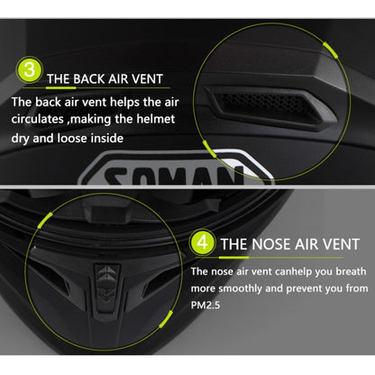 Soman 955 Skyeye Motorcycle Full / Open Face Bluetooth Helmet Headset Full Face, Supports Answer / Hang Up Calls(Black Green) - free shipping - PMC Jewellery - Order now!