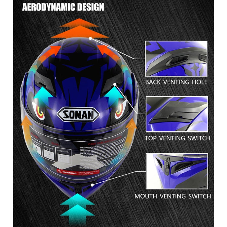 Soman 955 Skyeye Motorcycle Full / Open Face Bluetooth Helmet Headset Full Face, Supports Answer / Hang Up Calls(Matte Black)