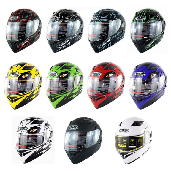 Soman 955 Skyeye Motorcycle Full / Open Face Bluetooth Helmet Headset Full Face, Supports Answer / Hang Up Calls(Black Green)