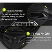Soman 955 Skyeye Motorcycle Full / Open Face Bluetooth Helmet Headset Full Face, Supports Answer / Hang Up Calls(Black Blue)