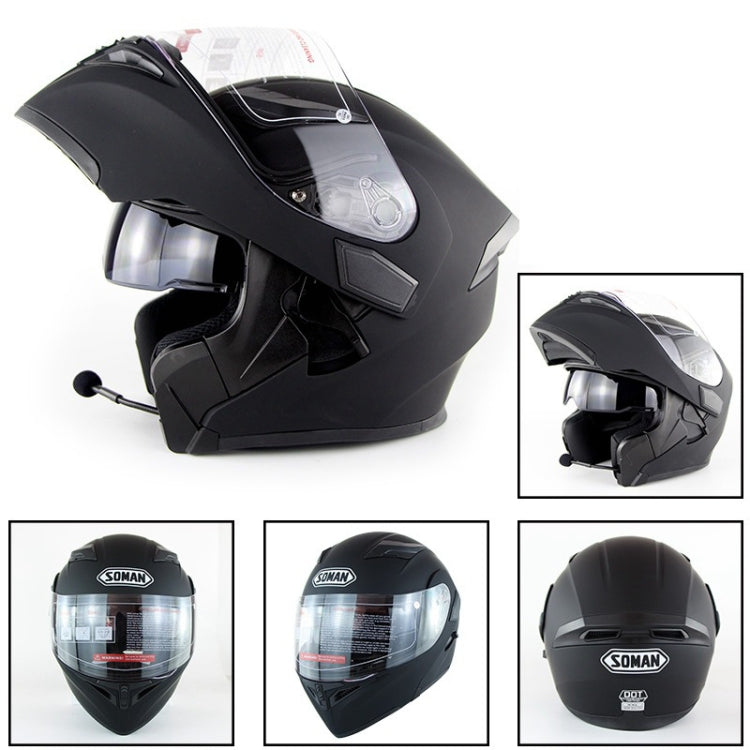 Soman 955 Skyeye Motorcycle Full / Open Face Bluetooth Helmet Headset Full Face, Supports Answer / Hang Up Calls(Matte Black) - free shipping - PMC Jewellery - Order now!
