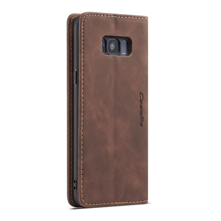 CaseMe-013 Multifunctional Retro Frosted Horizontal Flip Leather Case with Card Slot & Holder & Wallet for Galaxy S8 Plus(Coffee)