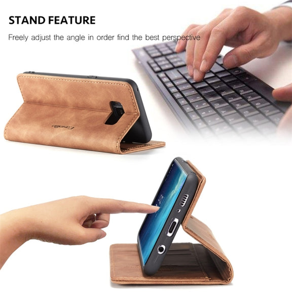 CaseMe-013 Multifunctional Retro Frosted Horizontal Flip Leather Case with Card Slot & Holder & Wallet for Galaxy S8 Plus(Brown)