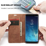 CaseMe-013 Multifunctional Retro Frosted Horizontal Flip Leather Case with Card Slot & Holder & Wallet for Galaxy S8 Plus(Brown)