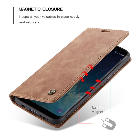 CaseMe-013 Multifunctional Retro Frosted Horizontal Flip Leather Case with Card Slot & Holder & Wallet for Galaxy S8 Plus(Brown)