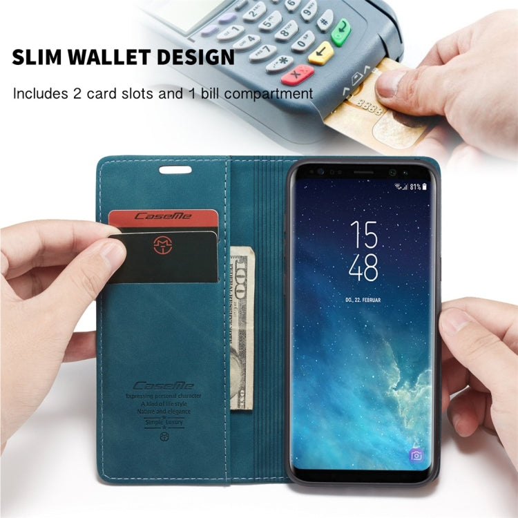 CaseMe-013 Multifunctional Retro Frosted Horizontal Flip Leather Case with Card Slot & Holder & Wallet for Galaxy S8 Plus(Blue) - Galaxy Phone Cases by CaseMe | Online Shopping South Africa | PMC Jewellery | Buy Now Pay Later Mobicred