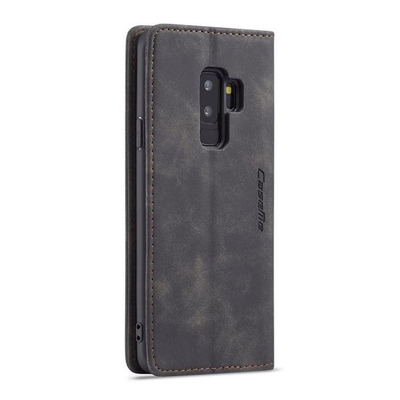 CaseMe-013 Multifunctional Retro Frosted Horizontal Flip Leather Case with Card Slot & Holder & Wallet for Galaxy S9 Plus(Black)