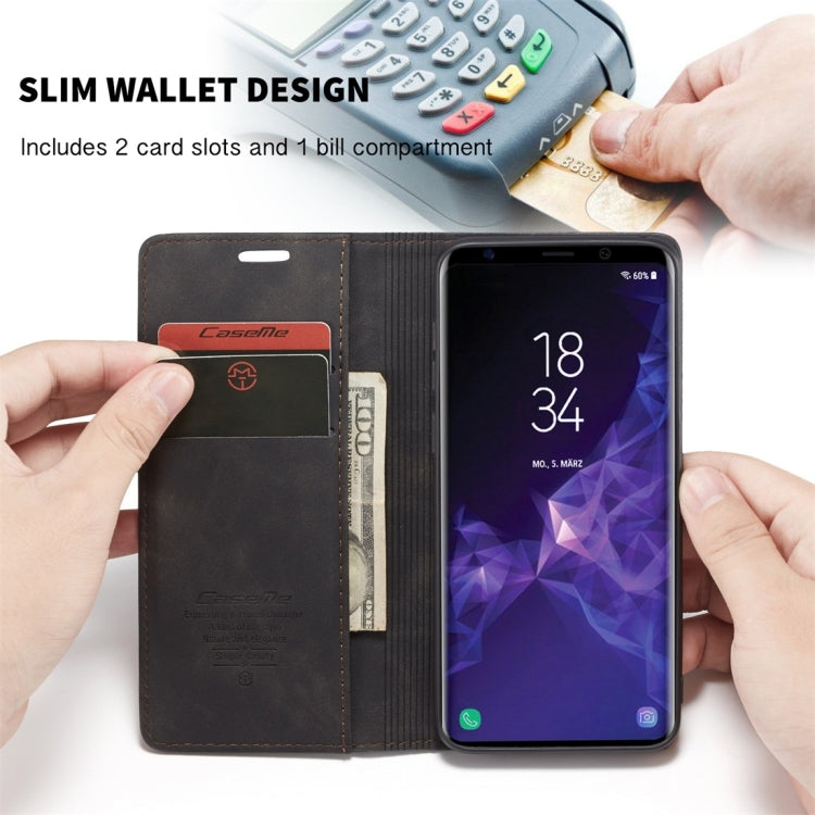 CaseMe-013 Multifunctional Retro Frosted Horizontal Flip Leather Case with Card Slot & Holder & Wallet for Galaxy S9 Plus(Black)