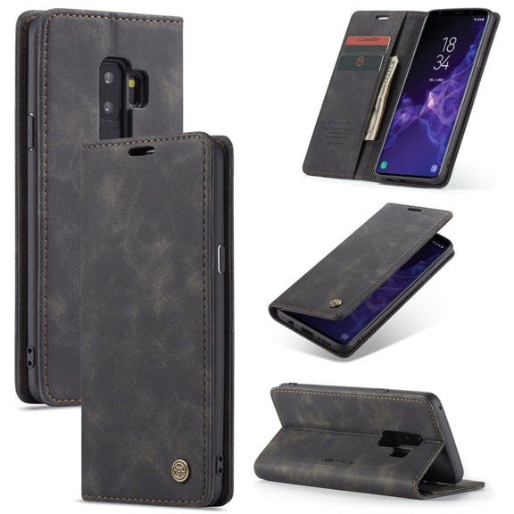 CaseMe-013 Multifunctional Retro Frosted Horizontal Flip Leather Case with Card Slot & Holder & Wallet for Galaxy S9 Plus(Black)