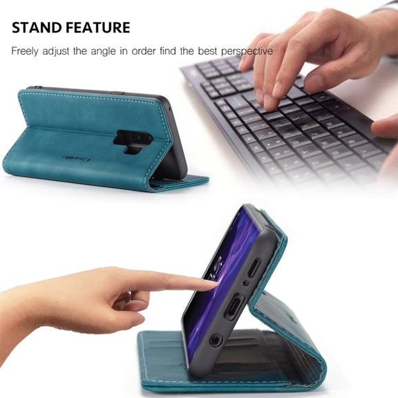 CaseMe-013 Multifunctional Retro Frosted Horizontal Flip Leather Case with Card Slot & Holder & Wallet for Galaxy S9 Plus(Blue)