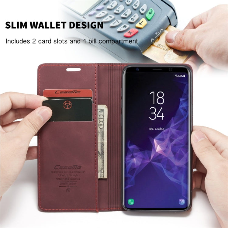 CaseMe-013 Multifunctional Retro Frosted Horizontal Flip Leather Case with Card Slot & Holder & Wallet for Galaxy S9 Plus(Wine Red) - Galaxy Phone Cases by CaseMe | Online Shopping South Africa | PMC Jewellery | Buy Now Pay Later Mobicred