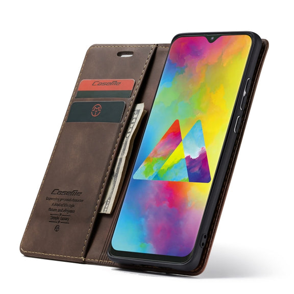 CaseMe-013 Multifunctional Horizontal Flip Leather Case with Card Slot & Holder for Galaxy M20(Coffee)