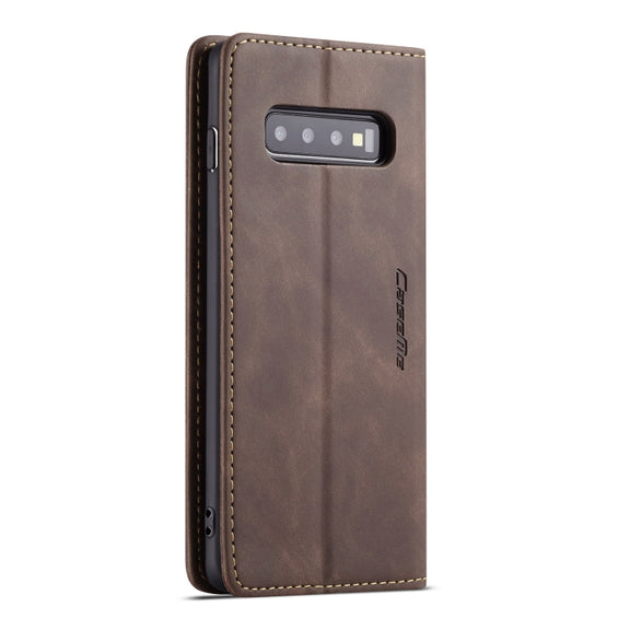CaseMe-013 Multifunctional Horizontal Flip Leather Case with Card Slot & Holder for Galaxy S10 5G(Coffee)