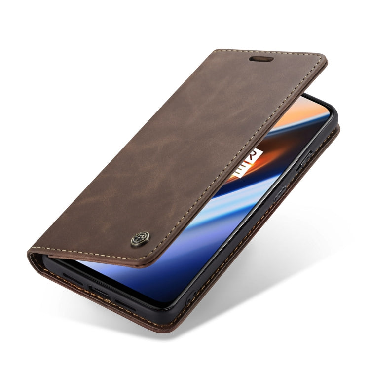 CaseMe-013 Multifunctional Horizontal Flip Leather Case with Card Slot & Holder for OnePlus 7(Coffee)
