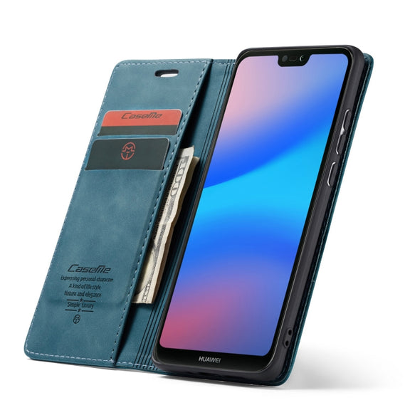 CaseMe-013 Multifunctional Horizontal Flip Leather Case with Card Slot & Holder for Huawei P20 Lite(Blue)