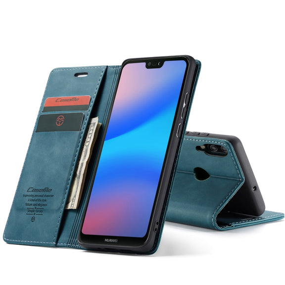 CaseMe-013 Multifunctional Horizontal Flip Leather Case with Card Slot & Holder for Huawei P20 Lite(Blue)