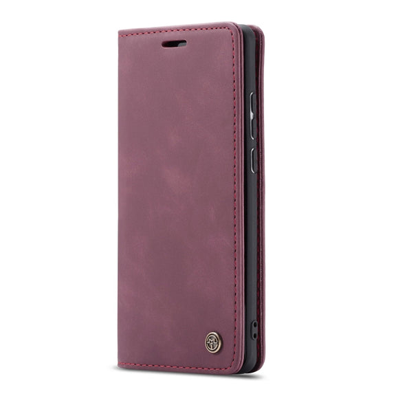 CaseMe-013 Multifunctional Horizontal Flip Leather Case with Card Slot & Holder for Galaxy M10(Wine Red)