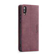 CaseMe-013 Multifunctional Horizontal Flip Leather Case with Card Slot & Holder for Galaxy M10(Wine Red)