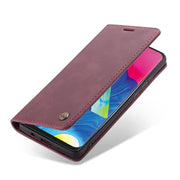 CaseMe-013 Multifunctional Horizontal Flip Leather Case with Card Slot & Holder for Galaxy M10(Wine Red)