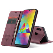 CaseMe-013 Multifunctional Horizontal Flip Leather Case with Card Slot & Holder for Galaxy M20(Wine Red)