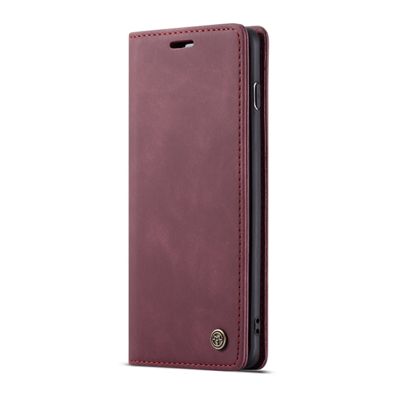CaseMe-013 Multifunctional Horizontal Flip Leather Case with Card Slot & Holder for Galaxy S10 5G(Wine Red)