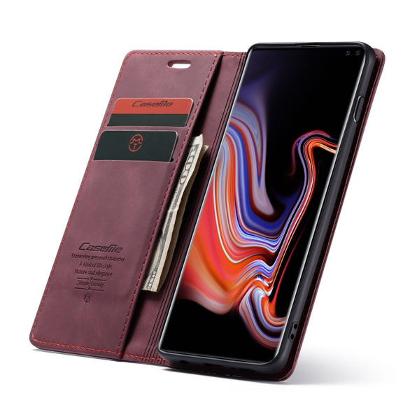 CaseMe-013 Multifunctional Horizontal Flip Leather Case with Card Slot & Holder for Galaxy S10 5G(Wine Red)
