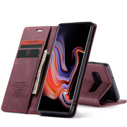 CaseMe-013 Multifunctional Horizontal Flip Leather Case with Card Slot & Holder for Galaxy S10 5G(Wine Red)