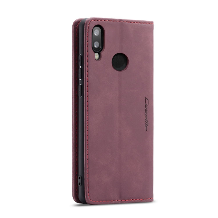 CaseMe-013 Multifunctional Horizontal Flip Leather Case with Card Slot & Holder for Huawei P20 Lite(Wine Red)