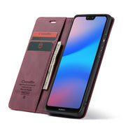 CaseMe-013 Multifunctional Horizontal Flip Leather Case with Card Slot & Holder for Huawei P20 Lite(Wine Red)