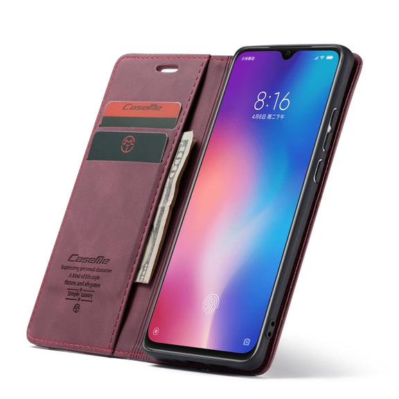 CaseMe-013 Multifunctional Horizontal Flip Leather Case with Card Slot & Holder for Xiaomi 9(Wine Red)