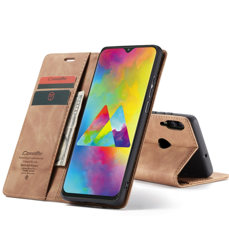 CaseMe-013 Multifunctional Horizontal Flip Leather Case with Card Slot & Holder for Galaxy M20(Brown)